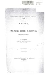 Cover of: A paper on Commodore Thomas Macdonough, United States Navy.