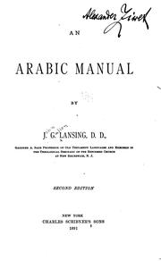Cover of: An Arabic Manual by John Gulian Lansing