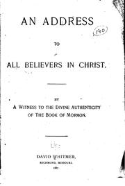 Cover of: An Address to All Believers in Christ by David Whitmer