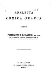 Cover of: Analecta comica graeca by Frederick Henry Marvell Blaydes
