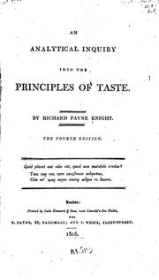 Cover of: An Analytical Inquiry Into the Principles of Taste