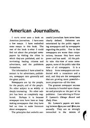 Cover of: American Journalism from the Practical Side: What Leading Newspaper Publishers Say Concerning ...