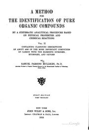Cover of: A Method for the Identification of Pure Organic Compounds by a Systematic ... | Samuel Parsons Mulliken