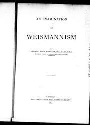 Cover of: An examination of Weismannism by by George John Romanes.