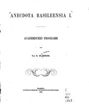 Cover of: Anecdota Basileensia I. by Adolf Kiessling