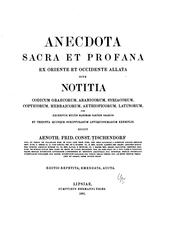 Cover of: Anecdota sacra et profana ex Oriente et Occidente allata: sive, Notitia ...