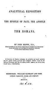 Cover of: Analytical exposition of the Epistle of Paul ... to the Romans