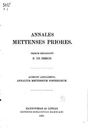 Cover of: Annales Mettenses Priores