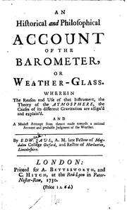 Cover of: An Historical and Philosophical Account of the Barometer, Or Weather-glass ...