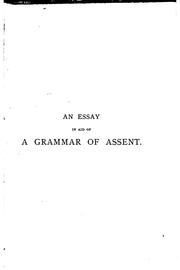 Cover of: An Essay in Aid of a Grammar of Assent by John Henry Newman
