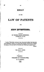 Cover of: An Essay on the Law of Patents for New Inventions