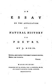 Cover of: An Essay on the Application of Natural History to Poetry