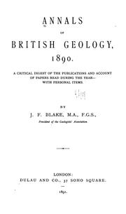 Cover of: Annals of British Geology