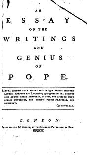 Cover of: An Essay on the Writings and Genius of Pope by Joseph Warton