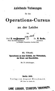 Cover of: Anleitende Vorlesungen fur den Operations-Cursus and der Leiche