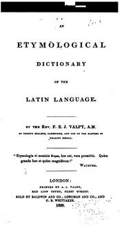 Cover of: An Etymological Dictionary of the Latin Language