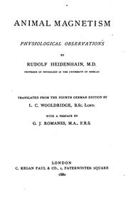 Cover of: Animal Magnetism: Physiological Observation by Rudolf Peter Heinrich Heidenhain