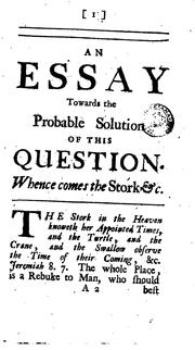 Cover of: An Essay Towards the Probable Solution of this Question, Whence Come the ... | Charles Morton