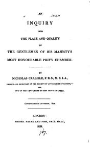 Cover of: An inquiry into the place and quality of the gentlemen of his majesty's most honourable privy ...