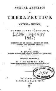 Cover of: Annual abstract of therapeutics, materia medica, pharmacy and toxicology ...