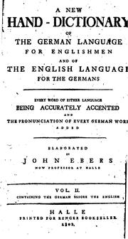 Cover of: A New Hand-dictionary of the English Language for the Germans and of the German Language for ...