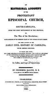 Cover of: An Historical Account of the Protestant Episcopal Church in South-Carolina: From the First ...