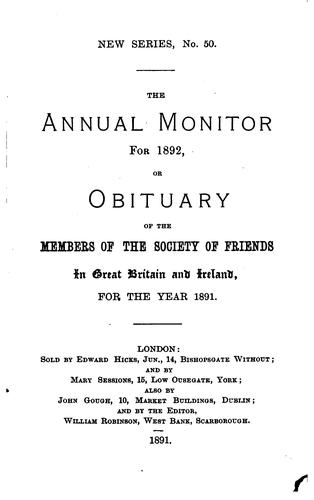 The Annual Monitor for ... , Or, Obituary of the Members of the Society of ... by Joseph Joshua Green