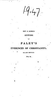 Cover of: An Epitome of Paley's Evidences of Christianity