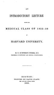 Cover of: An Introductory lecture before the medical class of 1855-56 of Harvard University