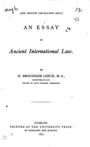 Cover of: An Essay on Ancient International Law