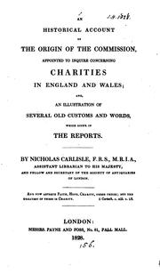 Cover of: An Historical Account of the Origin of the Commission, Appointed to Inquire Concerning Charities ...