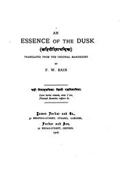 Cover of: An Essence of the Dusk: Ahipīditācandrikā by Bain, F. W., Bain, F. W.