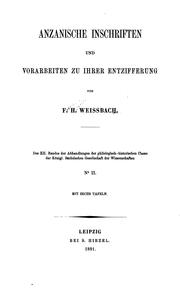 Cover of: Anzanische Inschriften und Vorarbeiten zu ihrer Entzifferung