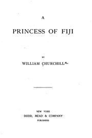 Cover of: A Princess of Fiji by William Churchill