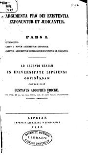 Cover of: Argumenta pro Dei existentia exponuntur et judicantur by Gustav Adolf Fricke