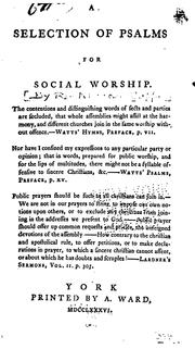 Cover of: A Selection of Psalms for Social Worship by Newcome Cappe