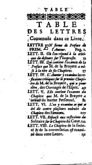 Cover of: Apologie de Monsieur de La Bruyere, ou réponse a la critique des caracteres de Theophraste by Pierre Jacques Brillon