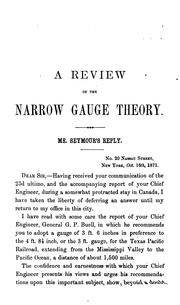 Cover of: A Review of the Theory of Narrow Gauges as Applied to Main Trunk Lines of Railway by Silas Seymour, Silas Seymour