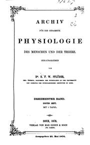 Cover of: Archiv für die gesammte Physiologie des Menschen und der Thiere