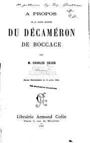 Cover of: A propos de la partie honnête du Décaméron de Boccace by Charles Dejob