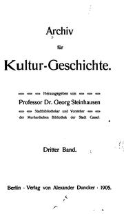 Cover of: Archiv Für Kulturgeschichte
