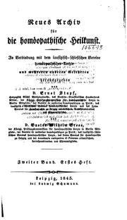 Cover of: Archiv Fur Die Homoeopathische Heilkunst by Ernst Stapf