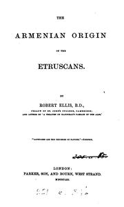 Cover of: The Armenian origin of the Etruscans