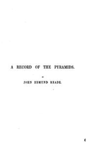 Cover of: A Record of the Pyramids: A Drama in Ten Scenes