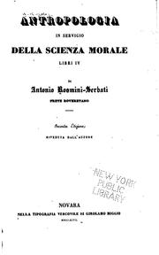 Cover of: Anthropologia in servigio della scienza morale, libri IV.