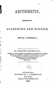 Cover of: Arithmetic Designed for Academies and Schools: With Answers by Charles Davies