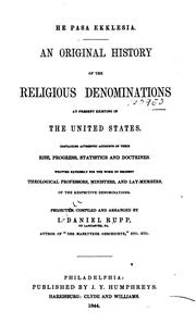 Cover of: An Original History of the Religious Denominations at Present Existing in the United States ...