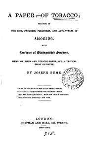 Cover of: A paper: - of tobacco, treating of smoking, by Joseph Fume