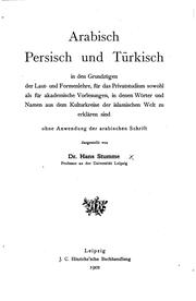 Arabisch, Persisch und Türkisch in den Grundzügen der Laut- und Formenlehre by Hans Stumme