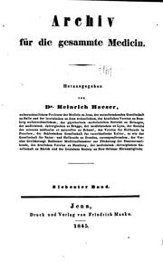 Cover of: Archiv für die gesammte Medicin
